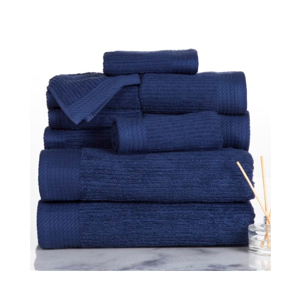 Hastings Home Ribbed 100 Percent Cotton 10 Piece Towel Set - Navy 517996WKQ - main